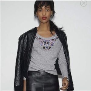 Halogen Jeweled 100% Cashmere Sweater in Gray Size Medium